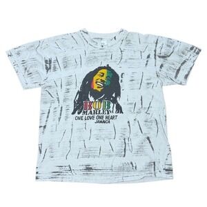Vintage 90s Bob Marley One Love Reggae Band Music AOP Jamaica Graphic T-Shirt
